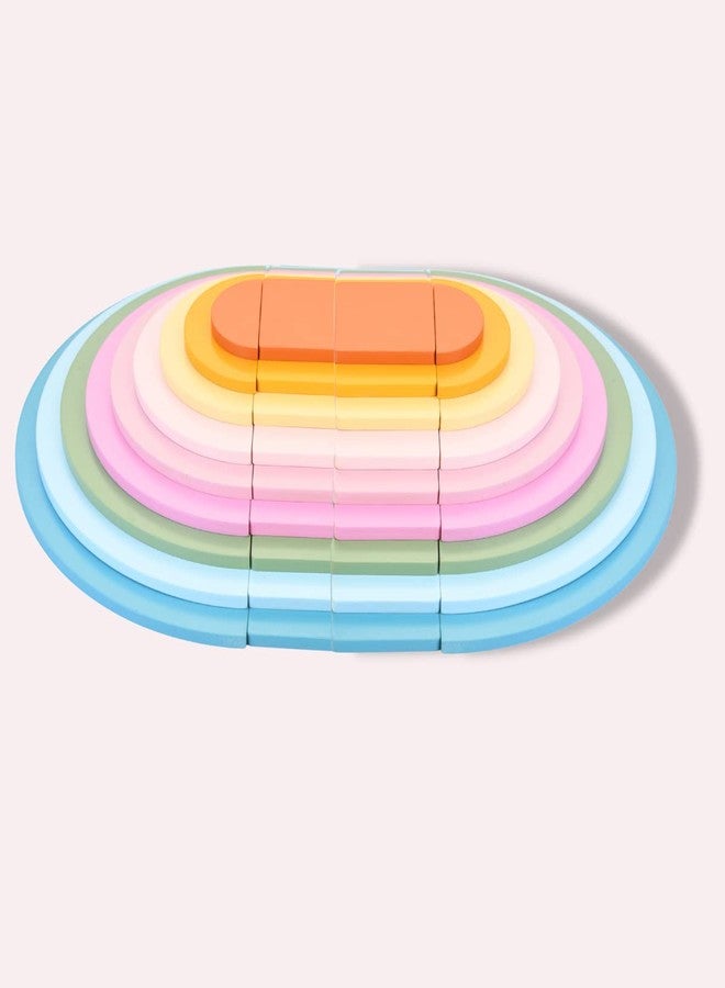 The Funny Mind Learning and Educational Cute Rainbow Colorful Rectangular and Halfmoon Wooden Balancing Game Building Blocks Kids Wooden Toy for Kids, Birthday Gift for Boys Girls Set of 4 - Image 1